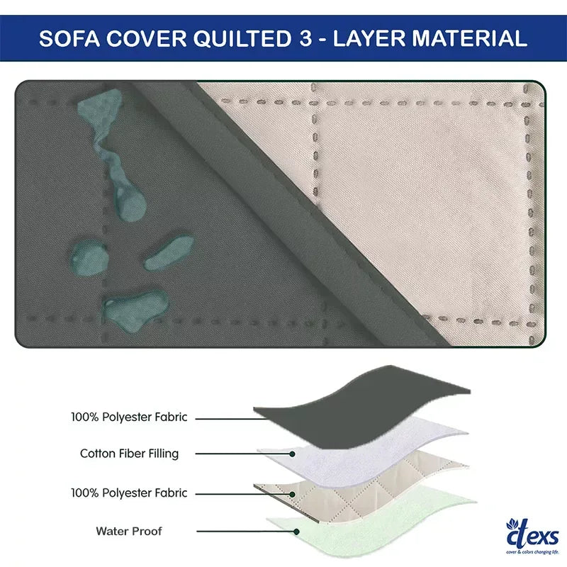 Waterproof Quilted Sofa Cover With Pocket | Grey - Ctexs