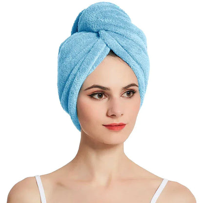 Hair Drying Turban Towel - TURBIE CAP - Blue