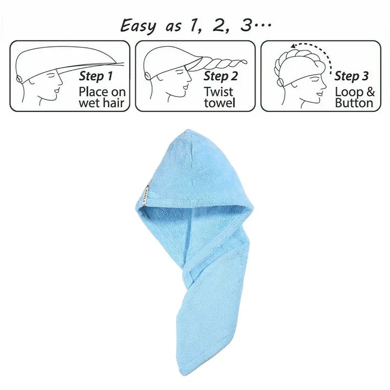 Hair Drying Turban Towel - TURBIE CAP - Blue