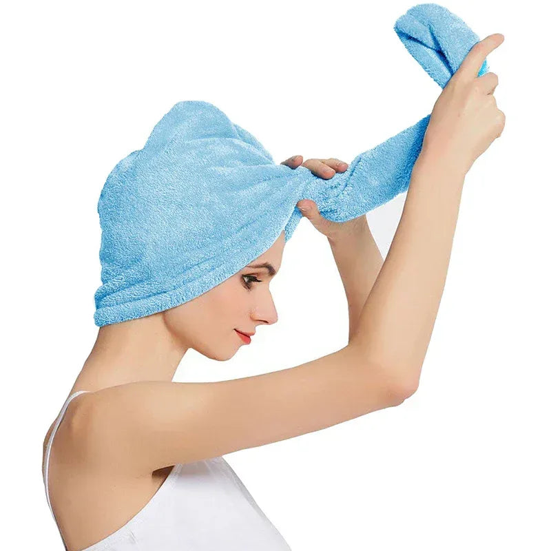Hair Drying Turban Towel - TURBIE CAP - Blue