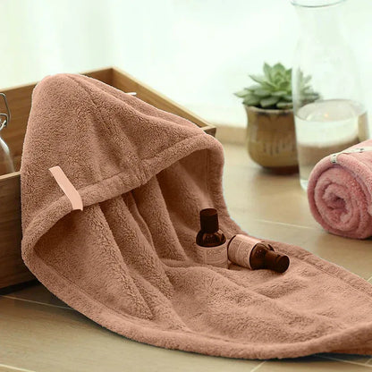 Hair Drying Turban Towel - TURBIE CAP - Brown
