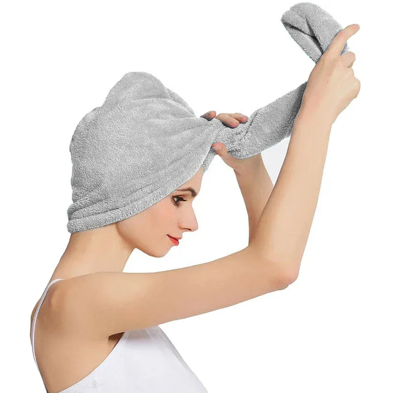 Hair Drying Turban Towel - TURBIE CAP - Light Grey