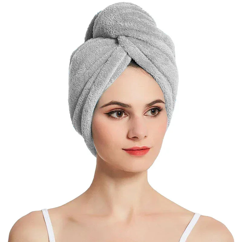 Hair Drying Turban Towel - TURBIE CAP - Light Grey