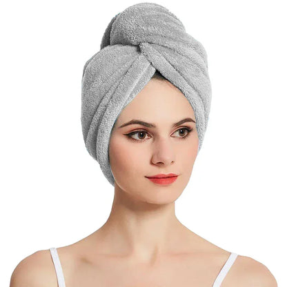 Hair Drying Turban Towel - TURBIE CAP - Light Grey