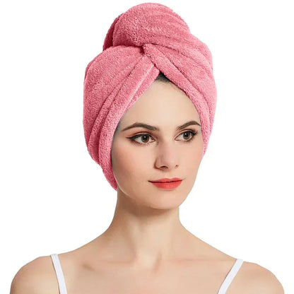 Hair Drying Turban Towel - TURBIE CAP - Pink