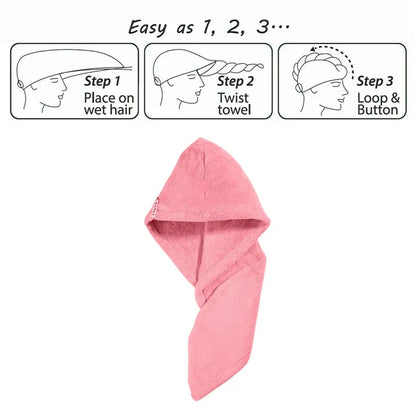 Hair Drying Turban Towel - TURBIE CAP - Pink