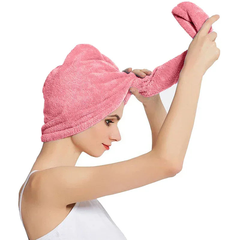 Hair Drying Turban Towel - TURBIE CAP - Pink