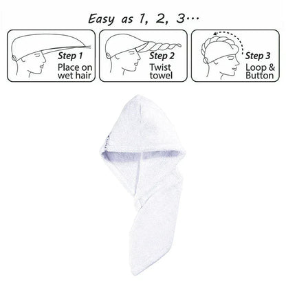 Hair Drying Turban Towel - TURBIE CAP - White
