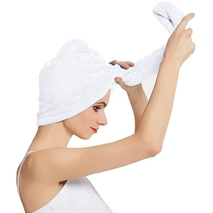 Hair Drying Turban Towel - TURBIE CAP - White