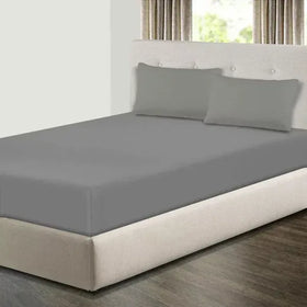 Jersey Fitted Sheet – 100% Cotton Stretchable Bed Sheet – Light Grey