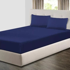 Jersey Fitted Sheet – 100% Cotton Stretchable Bed Sheet - Navy Blue