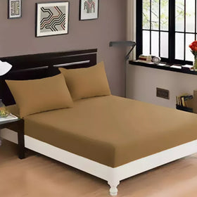 Jersey Fitted Sheet – 100% Cotton Stretchable Bed Sheet - Camel Brown