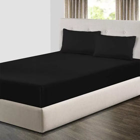 Jersey Fitted Sheet – 100% Cotton Stretchable Bed Sheet - Black