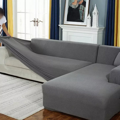 L Shape Jersey Sofa Cover - Grey - Ctexs