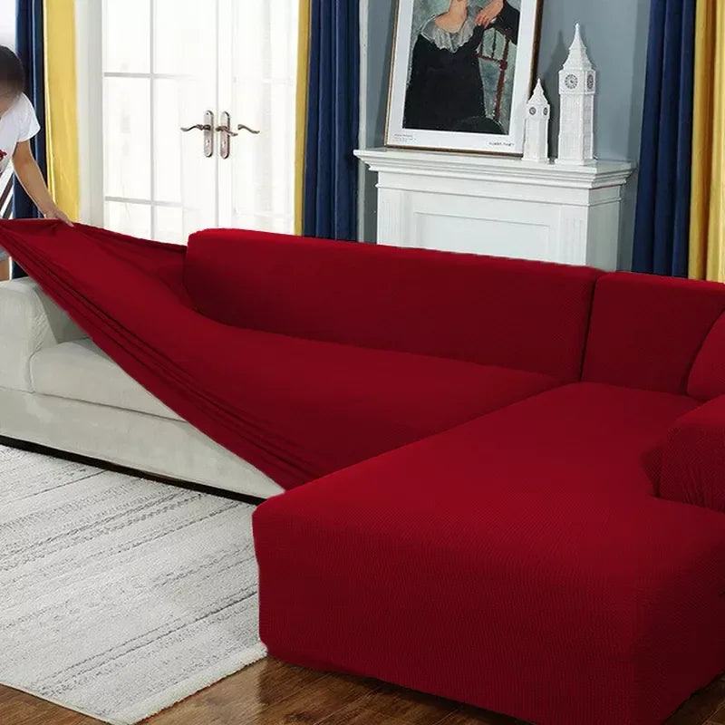 L Shape Jersey Sofa Cover - Mehroon - Ctexs