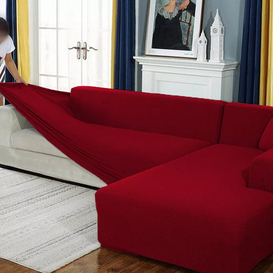 L Shape Jersey Sofa Cover - Mehroon