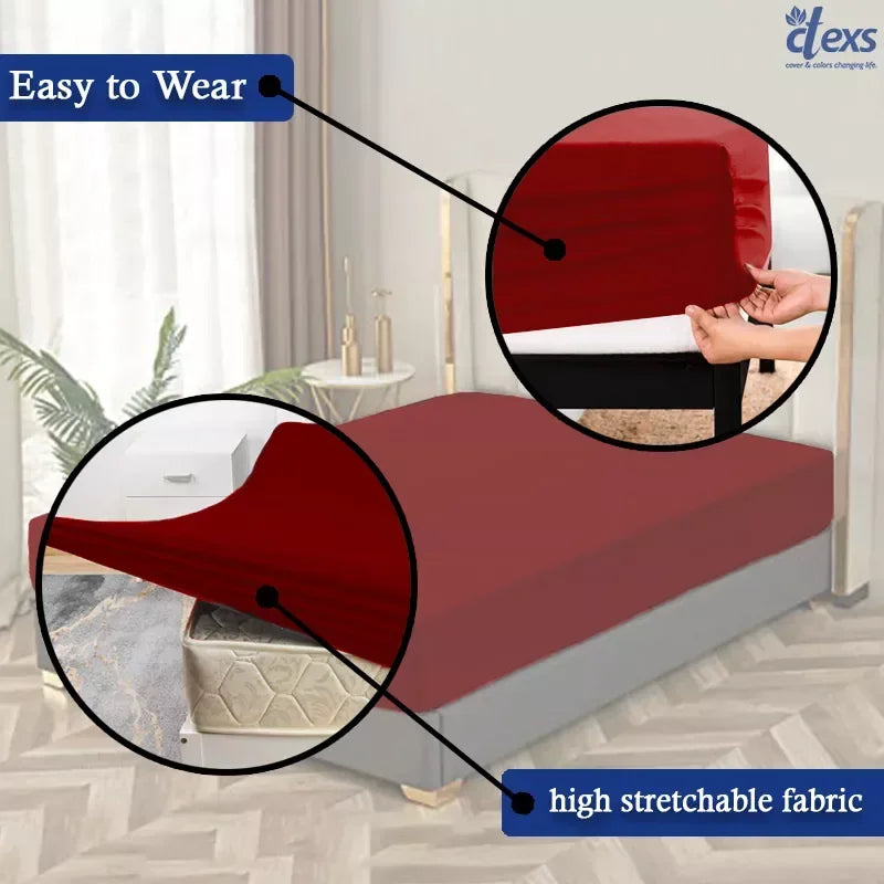 Jersey Fitted Sheet – 100% Cotton Stretchable Bed Sheet - Mehroon