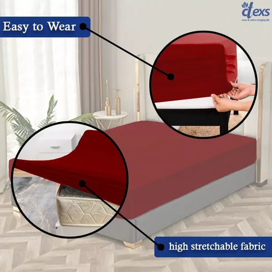 Jersey Fitted Sheet – 100% Cotton Stretchable Bed Sheet - Mehroon