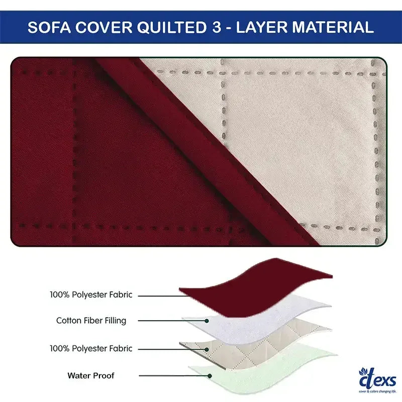 Waterproof Quilted Sofa Cover With Pocket | Mehroon - Ctexs