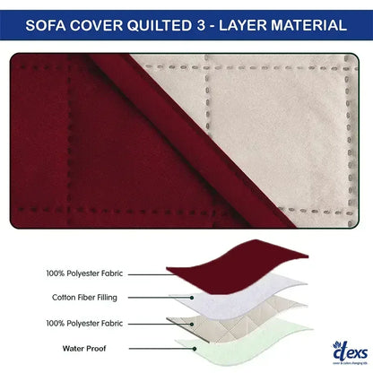 Waterproof Quilted Sofa Cover With Pocket | Mehroon - Ctexs