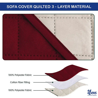 Quilted Sofa Cover With Pocket Mehroon - Ctexs