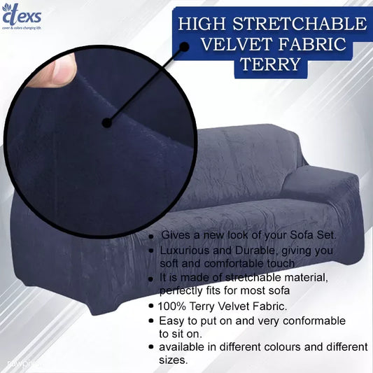Terry Stretchable Sofa Covers | Navy Blue - Ctexs
