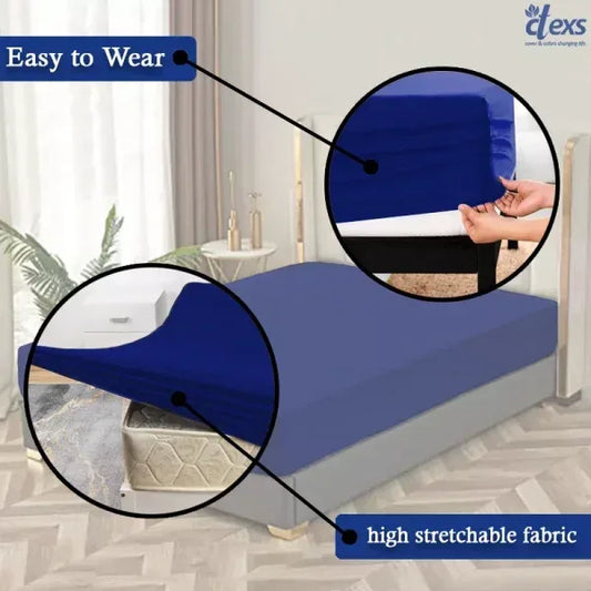 Jersey Fitted Sheet – 100% Cotton Stretchable Bed Sheet - Navy Blue