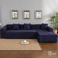 L-Shape Terry Stretchable Velvet Sofa Covers | Navy Blue