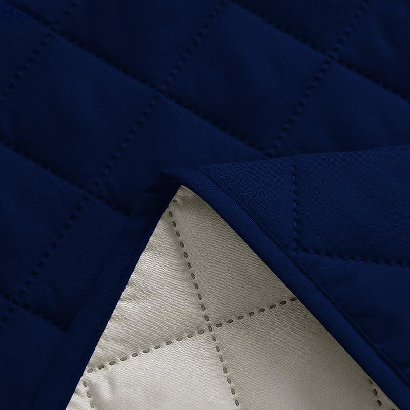 Quilted Sofa Cover With Pocket | Navy Blue - Ctexs
