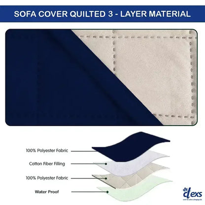 Waterproof Quilted Sofa Cover With Pocket | Navy Blue - Ctexs