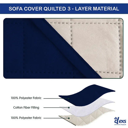 Quilted Sofa Cover With Pocket | Navy Blue - Ctexs
