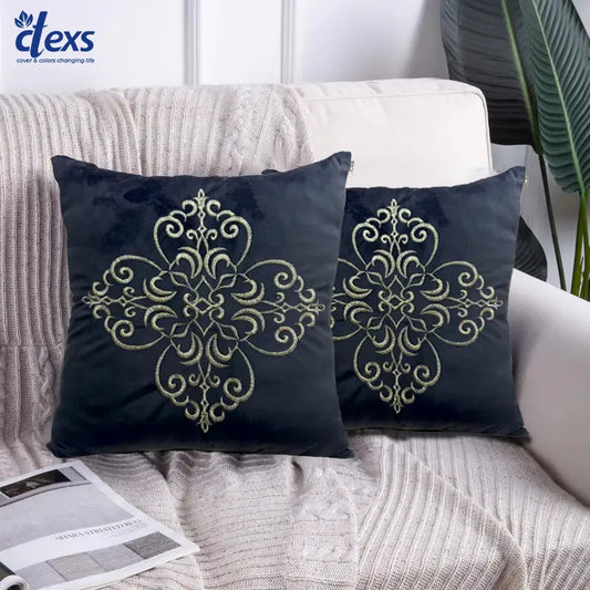 Velvet Embroidered Cushion Cover - Posh