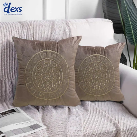 Velvet Embroidered Cushion Cover - Intrigue