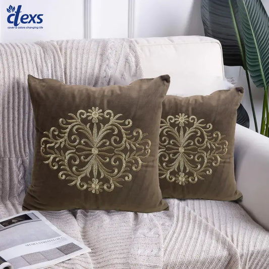 Velvet Embroidered Cushion Cover - Sequined