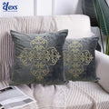 Velvet Embroidered Cushion Cover - Flower Embroidery Grey Colour