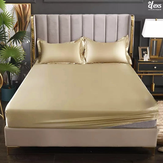 Silk Bed Fitted Sheet - Beigh