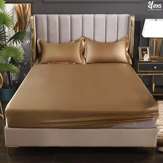 Silk Bed Fitted Sheet - Camel