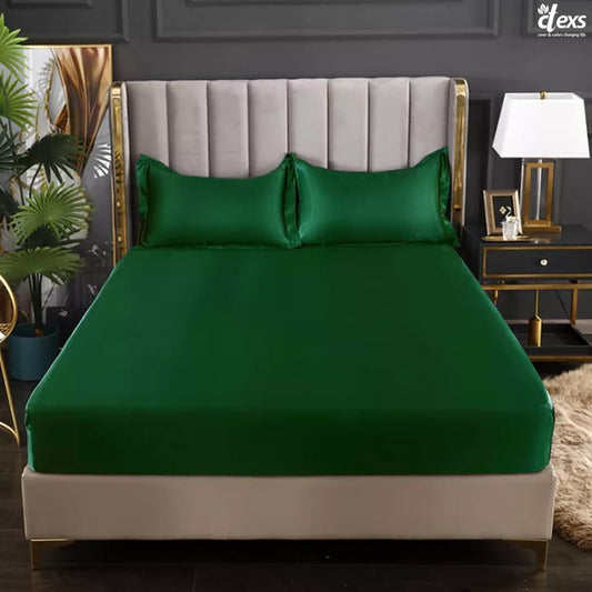 Silk Bed Fitted Sheet - Green