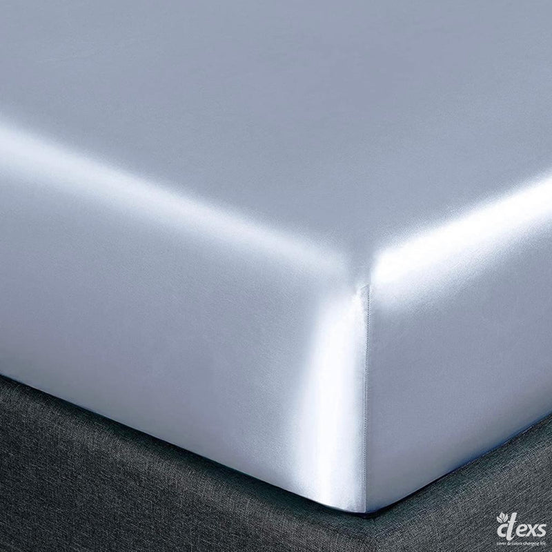 Silk Bed Fitted Sheet - Silver