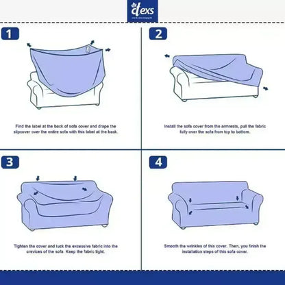 Lycra Jersey Fabric Sofa Cover - Navy Blue - Ctexs