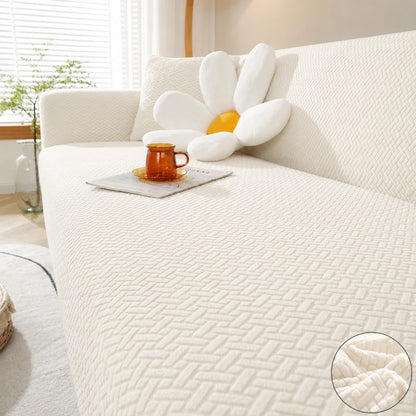 Stripe Jacquard Sofa Cover - Off White