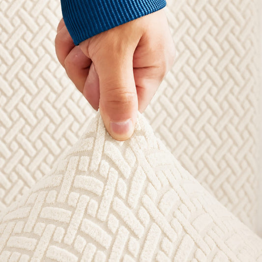 Stripe Jacquard Sofa Cover - Off White