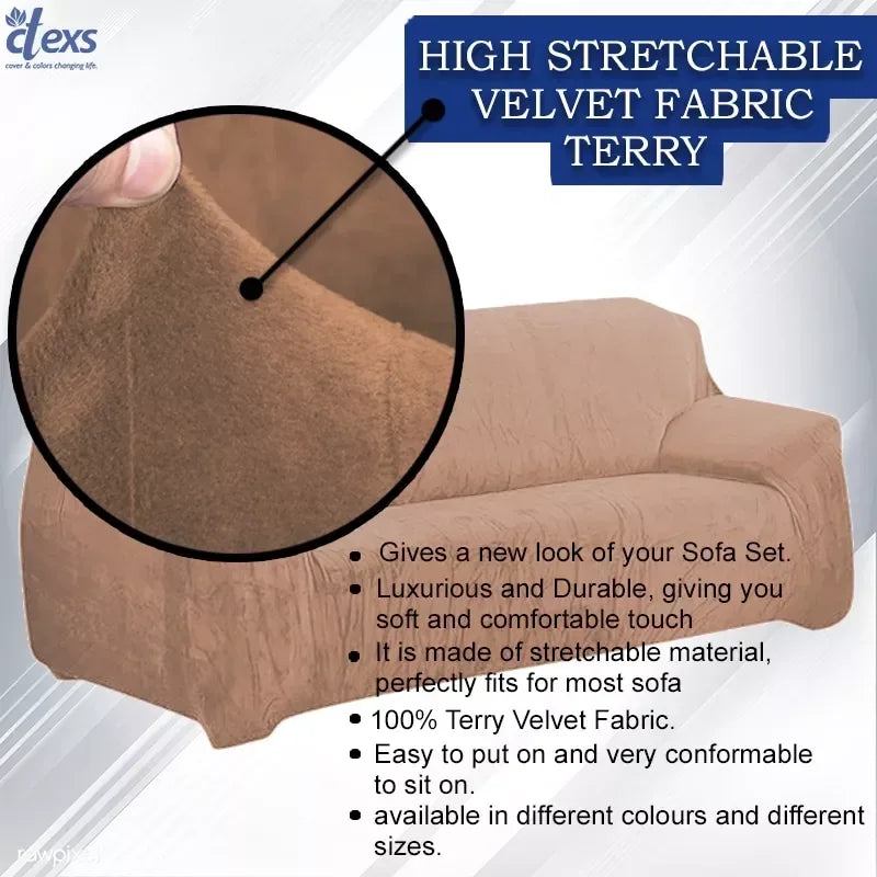 Terry Stretchable Sofa Covers | Camel Brown - Ctexs