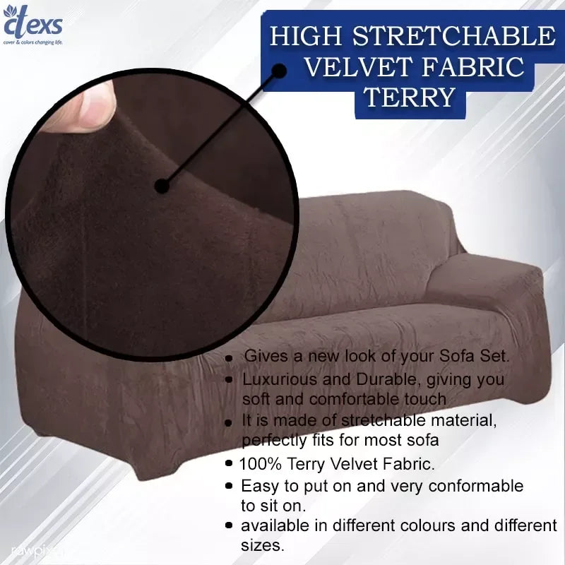 Terry Stretchable Sofa Covers | Dark Brown - Ctexs
