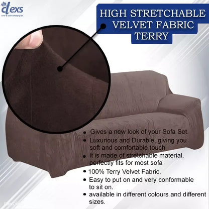 Terry Stretchable Sofa Covers | Dark Brown - Ctexs
