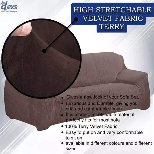 Terry Stretchable Sofa Covers | Dark Brown - Ctexs