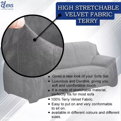 Terry Stretchable Sofa Covers | Grey - Ctexs