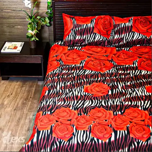 Tiger Rose Bed Sheet Set - Double Bed King Size