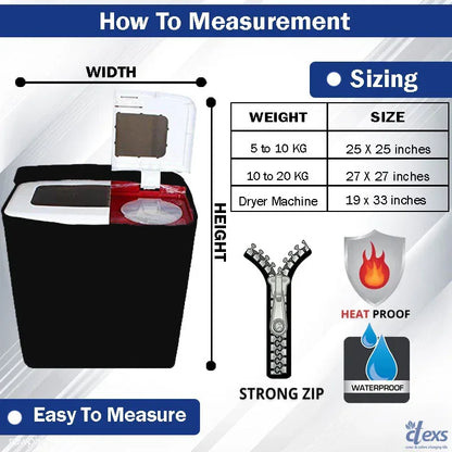 Waterproof Washing Machine Cover - Black - Ctexs