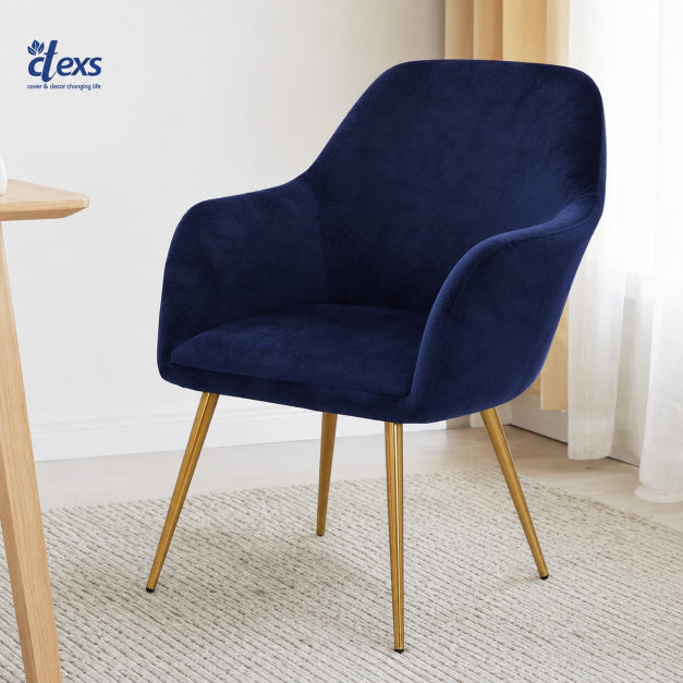 Terry Velvet Turkish Arm Chair Cover - Navy Blue